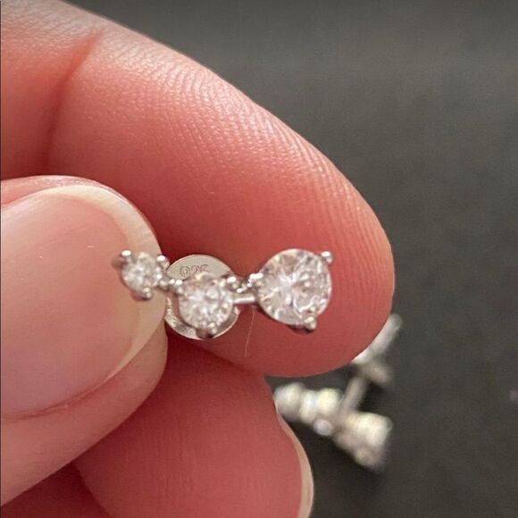 Gold / Sterling  Mini Diamond Climber Earrings - Picture 3 of 6